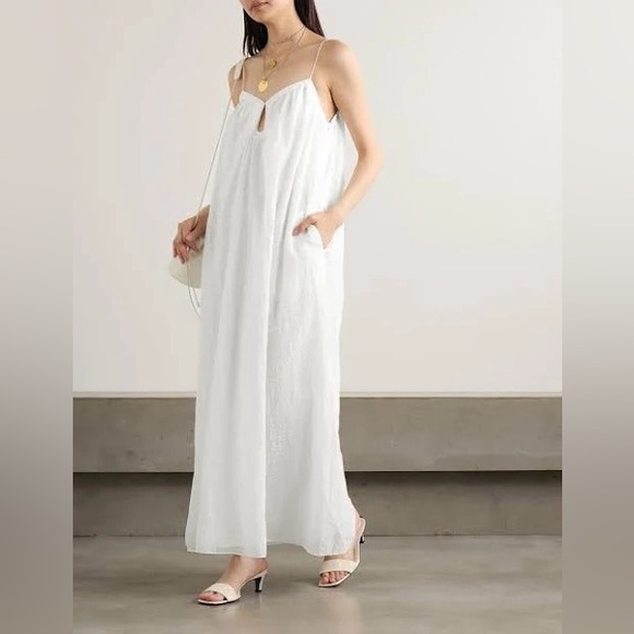Hatch Evelyn Maternity Tank Dress Ivory Eyelet Knit Midi Sz Small